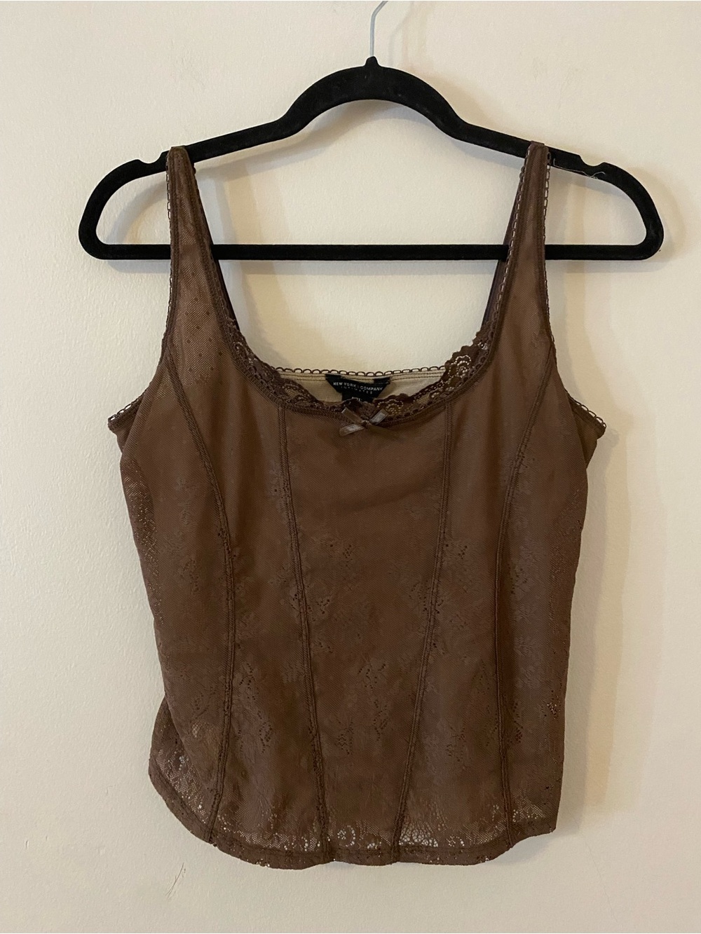 Y2K Brown Lace Cami Top - Women size medium